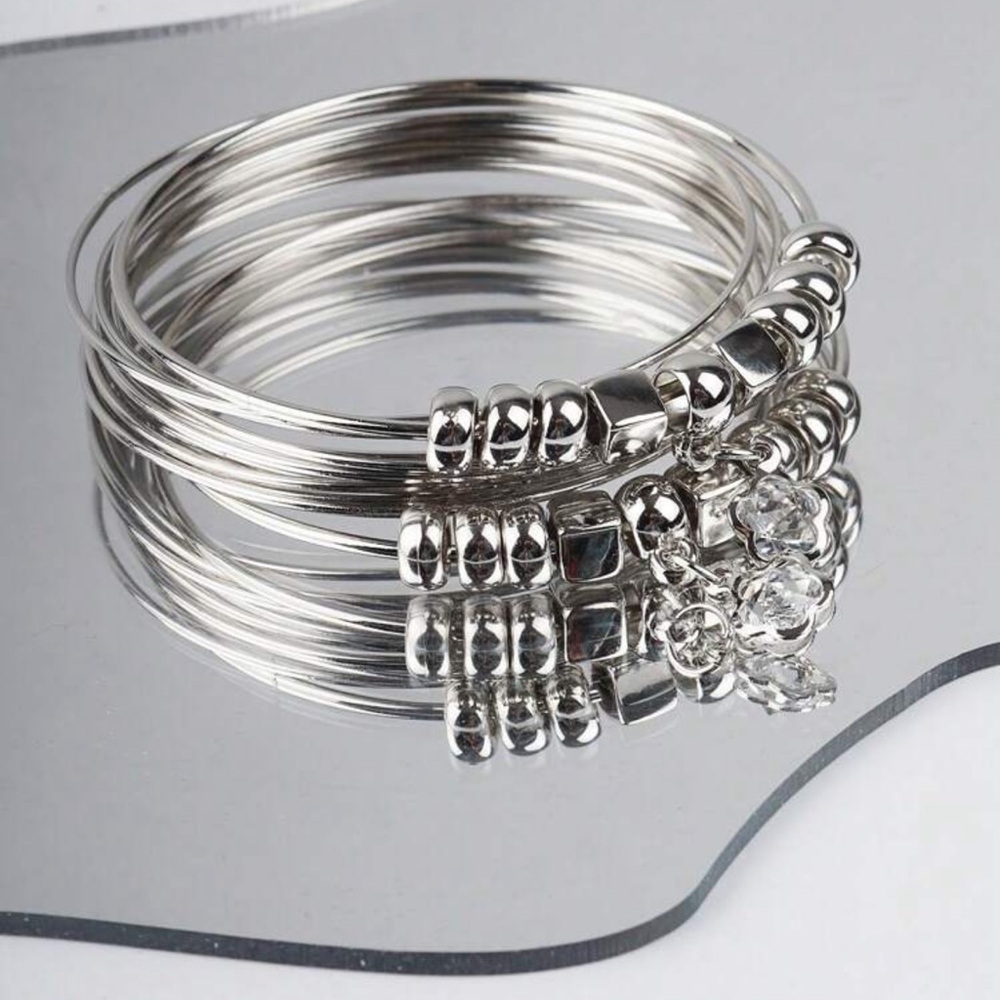 Elegant Silver Bangle Set